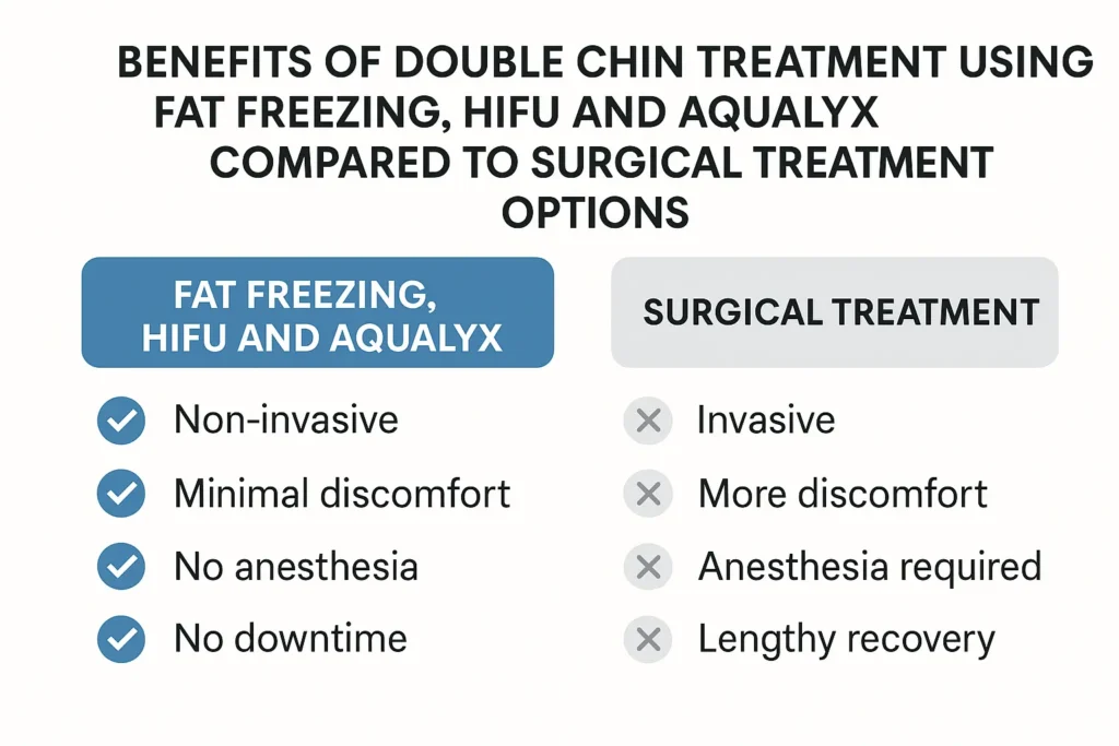 Graphic about the benefits of double chin treatment Hounslow West - from LA LIPO