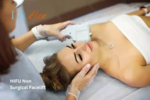 Woman having Hi-Fu to reduce wrinkles Hounslow West.