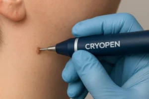 Person receiving skin tag removal Hounslow West